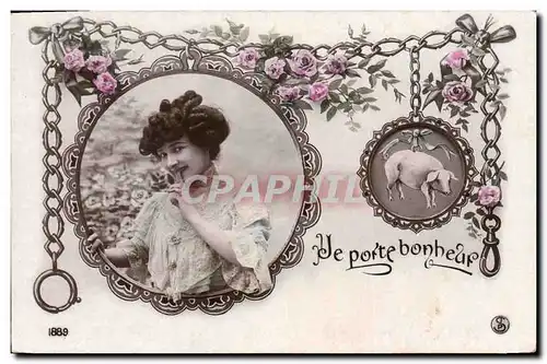 Cartes postales Cochon Porc Femme Porte bonheur