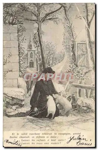 Cartes postales Cochon Porc Femme