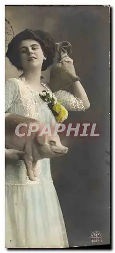 Cartes postales Cochon Porc Femme