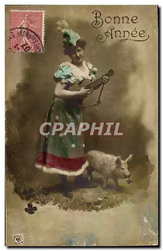 Ansichtskarte AK Cochon Porc Femme