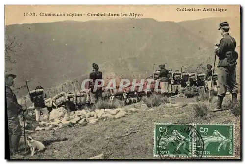Cartes postales Militaria Chasseurs alpins Combat dans les Alpes