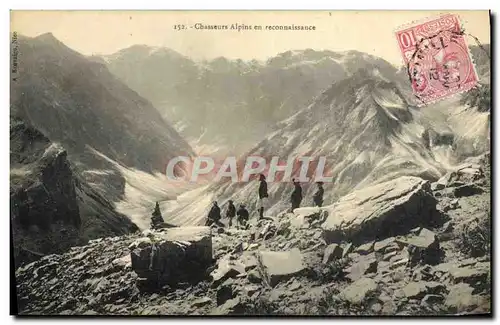 Cartes postales Militaria Chasseurs alpins en reconnaissance