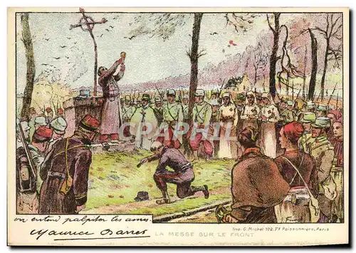 Cartes postales Militaria La messe sur le front Infirmiere Croix Rouge