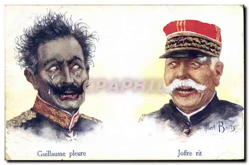 Cartes postales Militaria Guillaume pleure Joffre rit