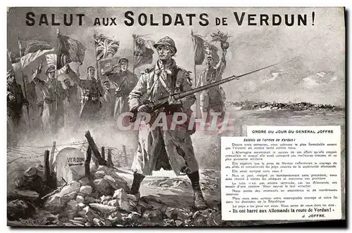 Cartes postales Militaria Salut aux soldats de VErdun !