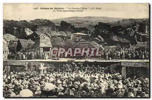 Ansichtskarte AK Theatre Arenes de Beziers Le Premier Glaive La tribu epouvantee s&#39enfuit