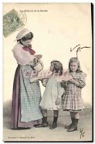 Cartes postales Folklore Femme Enfants Les rillettes de la Sarthe