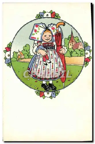 Cartes postales Fantaisie Illustrateur Waltz Hansi Enfant Alsace