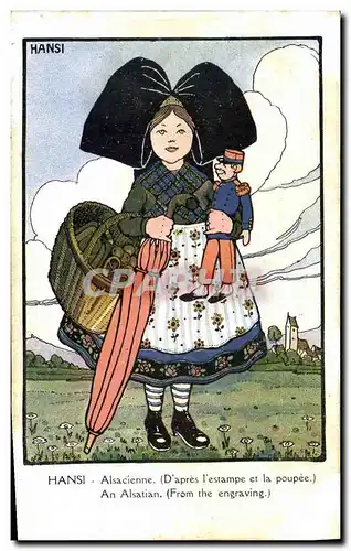 Cartes postales Fantaisie Illustrateur Waltz Hansi Enfant Alsace