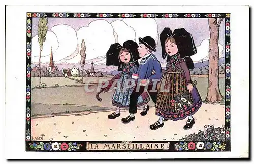 Cartes postales Fantaisie Illustrateur Waltz Hansi La Marseillaise Enfants Alsace