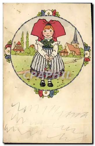 Cartes postales Fantaisie Illustrateur Waltz Hansi Enfant Alsace