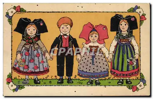 Cartes postales Fantaisie Illustrateur Waltz Hansi Enfants Alsace