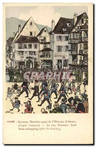 Cartes postales Fantaisie Illustrateur Waltz Hansi Saverne Derniere page de l&#39histoire d&#39Alsace