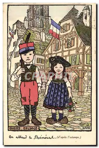 Cartes postales Fantaisie Illustrateur Waltz Hansi Gosses d'Alsace