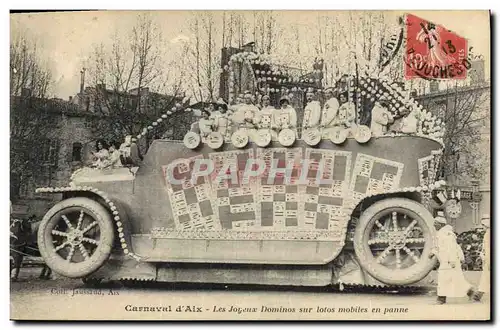 Cartes postales Carnaval d&#39Aix en Provence Les joyeux dominos sur lotos mobiles en panne Automobile