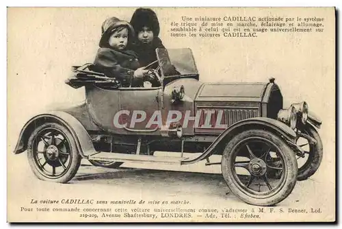 Cartes postales Enfants La voiture Cadillac sans manivelle de mise en marche TOP