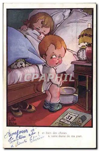 Cartes postales Fantaisie Illustrateur Enfant Little Pitche Chien