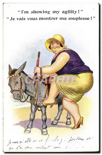 Cartes postales Fantaisie Illustrateur Femme Ane Mule