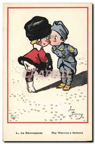 Cartes postales Fantaisie Illustrateur Jim Tinny enfants La recompense Militaria