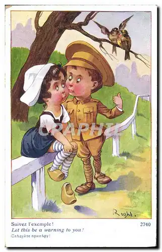 Cartes postales Fantaisie Illustrateur Right Enfant Militaria