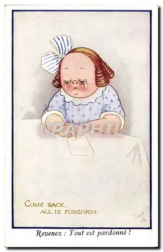 Cartes postales Fantaisie Illustrateur Enfant Come back all is forgiven