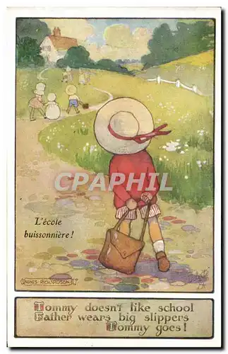 Ansichtskarte AK Fantaisie Illustrateur Enfant L&#39ecole buissonniere