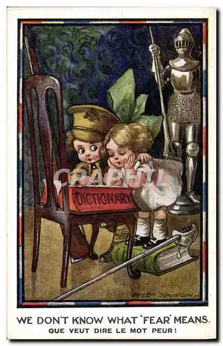 Cartes postales Fantaisie Illustrateur Enfants Dictionary Militaria