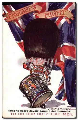 Cartes postales Fantaisie Illustrateur Fred Spurgin England&#39s Might Militaria