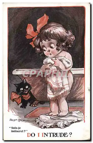 Cartes postales Fantaisie Illustrateur Fred Spurgin Enfant Chat