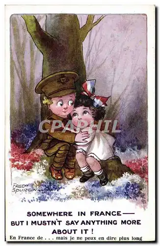 Ansichtskarte AK Fantaisie Illustrateur Fred Spurgin Enfants Somewhere in France Militaria