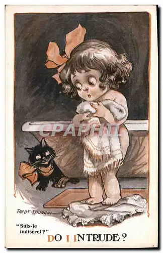 Cartes postales Fantaisie Illustrateur Fred Spurgin Enfant Chat