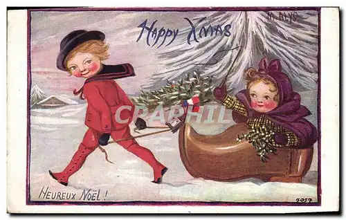 Cartes postales Fantaisie Illustrateur Enfants Sabot Noel