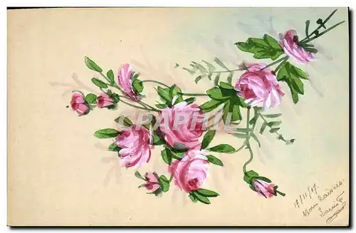 Cartes postales Fantaisie Fleurs (dessin a la main)