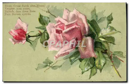 Ansichtskarte AK Fantaisie Fleurs timbres Russie Russia