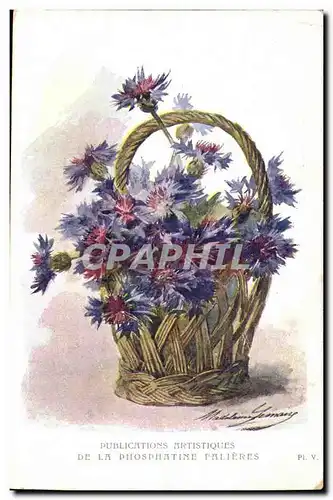 Cartes postales Fantaisie Fleurs Phosphatine Fallieres