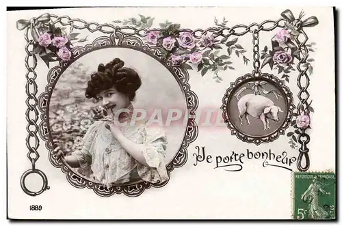 Cartes postales Cochon Porc Femme Porte bonheur