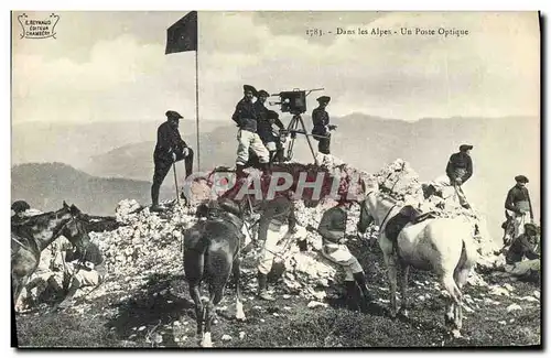 Cartes postales Militaria Chasseurs alpins Un poste optique