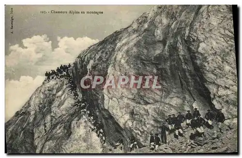 Cartes postales Militaria Chasseurs alpins en montagne