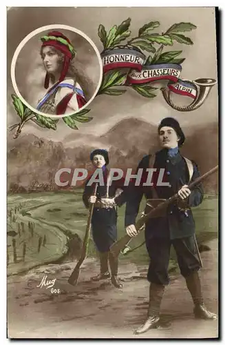 Cartes postales Militaria Chasseurs alpins Marianne