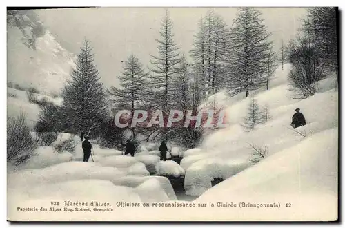 Ansichtskarte AK Militaria Chasseurs alpins Marches d&#39hiver Officiers en reconnaissance sur la Clairee Brianco