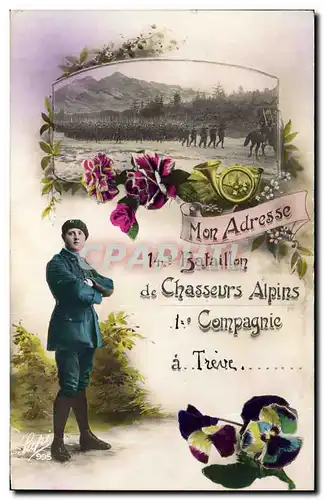 Ansichtskarte AK Militaria Chasseurs alpins 14eme bataillon 1ere Compagnie a Treve