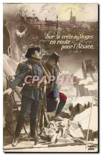 Cartes postales Militaria Chasseurs alpins Sur la crete des Vosges en route pour l&#39Alsace