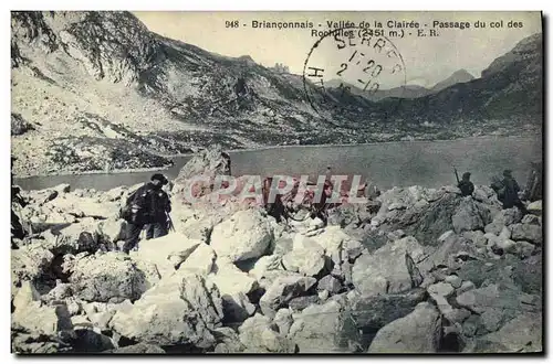 Cartes postales Militaria Chasseurs alpins Brianconnais Vallee de la Clairee Passage du col des Roucilles