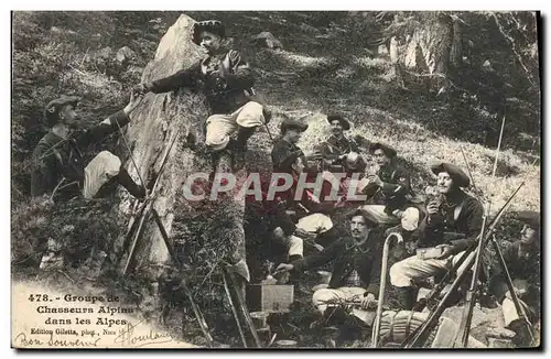 Cartes postales Militaria Chasseurs alpins dans les Alpes