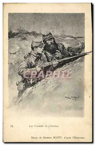 Ansichtskarte AK Militaria Les conseils de l&#39ancien Scott L&#39illustration