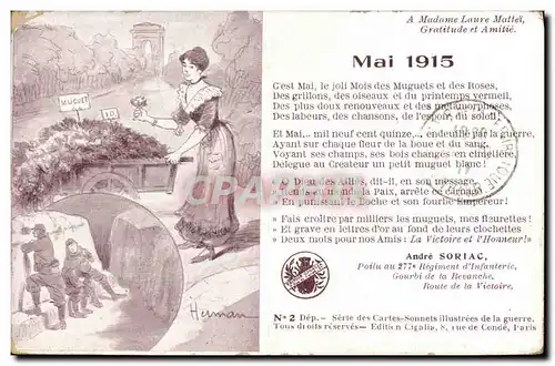 Cartes postales Militaria Mai 1915 Muguet