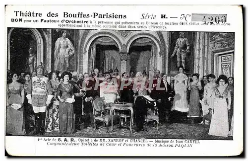 Cartes postales Theatre Theatre des Bouffes Parisiens Operette de Xxanrof Chancel