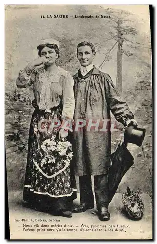 Cartes postales Folklore La Sarthe Lendemain de noces Mariage