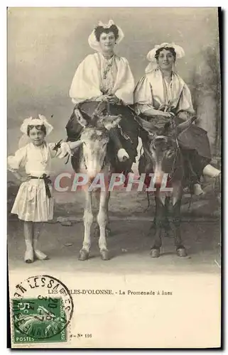 Cartes postales Folklore Les Sables d&#39Olonne La promenade a anes Ane Mule