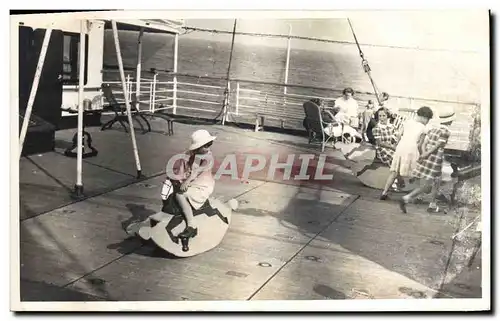 CARTE PHOTO Enfant Cheval de bois Marox Bateaux